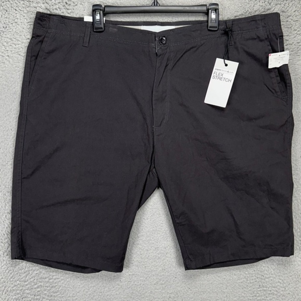Paper Denim & Cloth Shorts Mens 46 Flex Stretch Black Flat Front NEW